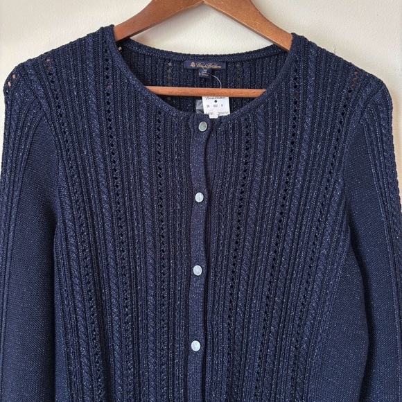 Brooks Brothers Metallic Blue Cardigan Sweater Medium NEW NWT - Picture 2 of 6